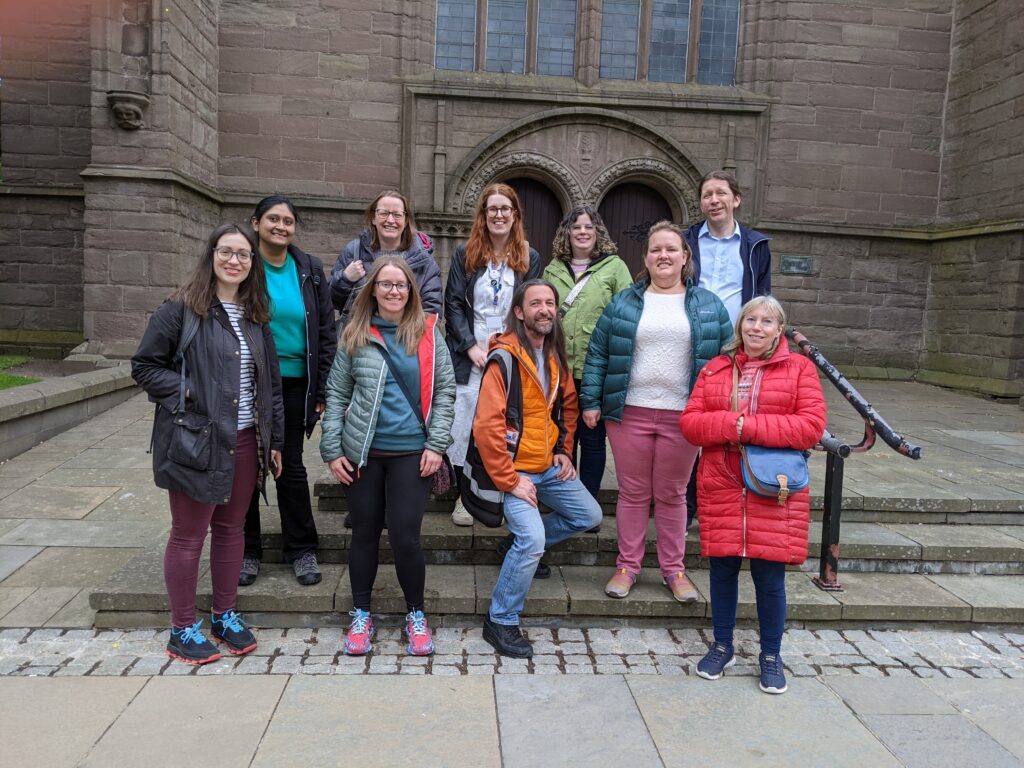 Tayside group standing outside Dundee Parish Church (St Mary's)