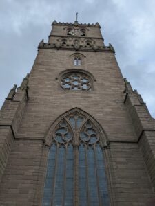 Exterior view of Dundee Parish Church (St Mary's) tower
