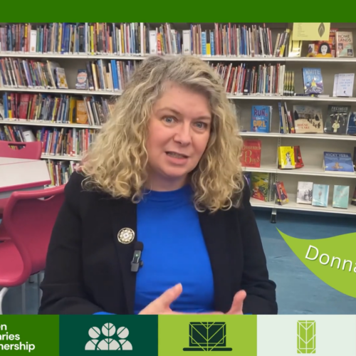 A screenshot of Green Libraries Scotland Grant recipient Donna Baird in her interview with CILIPS Digital Assistant Leah.