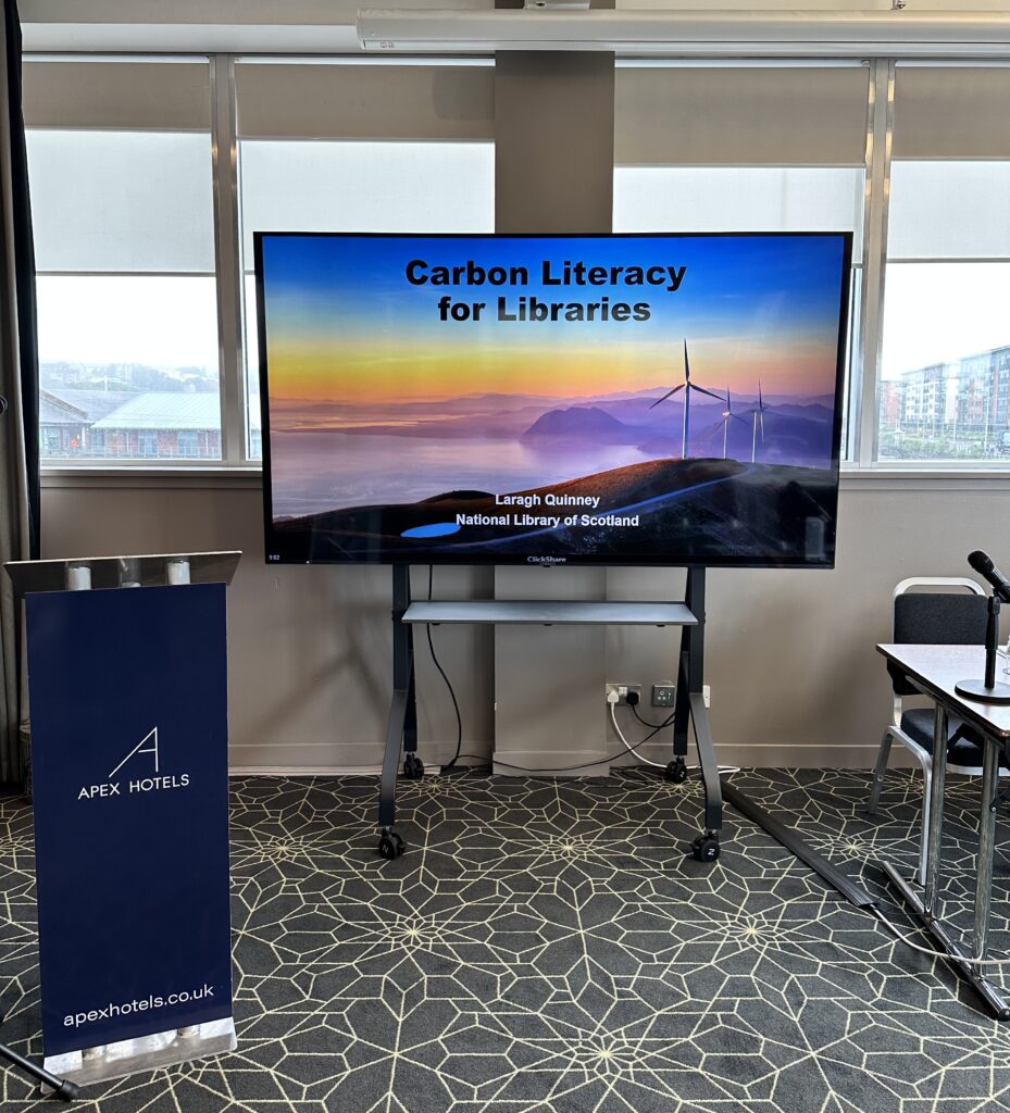 Carbon Literacy for Libraries opening slide at CILIPS24.