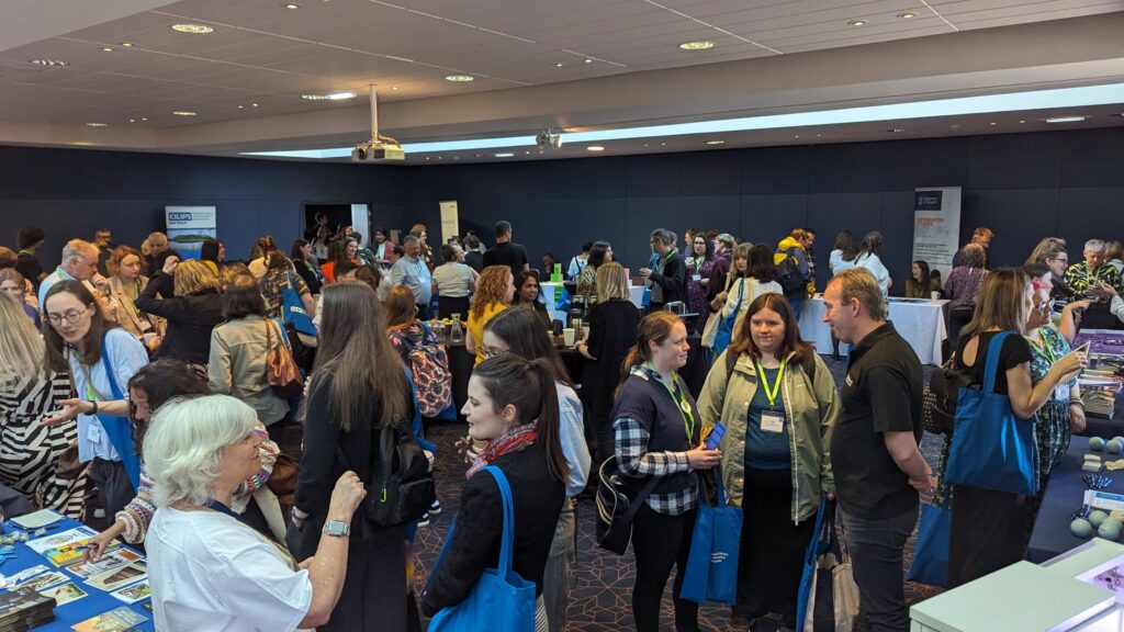 The CILIPS24 exhibition hall filled with delegates at a breaktime.